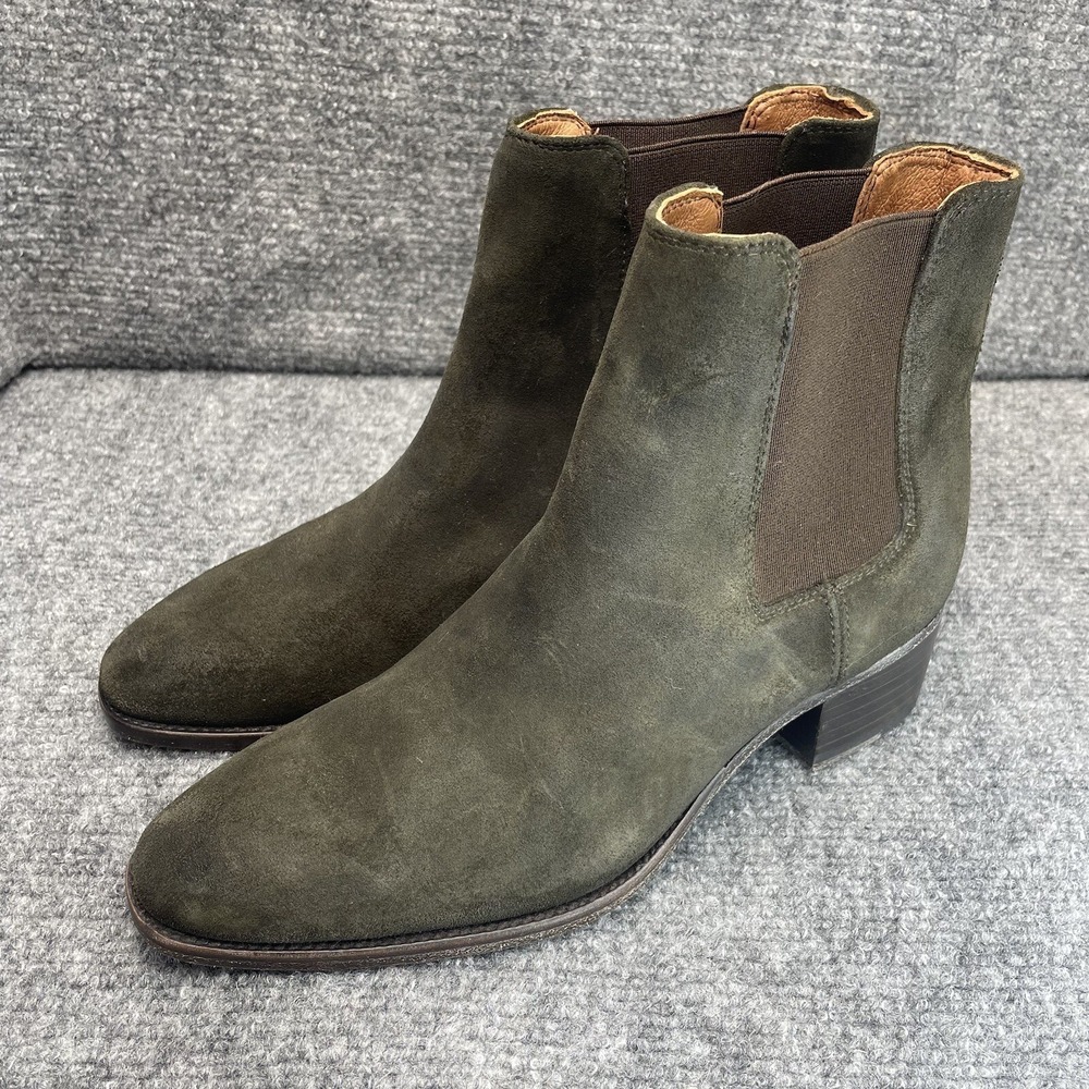 Frye Women's Dara Chelsea Boots Size 7B Forest Green Suede Ankle Leather Ankle